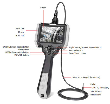Endoscopio industrial portátil IP67 Endoscopio digital de mano