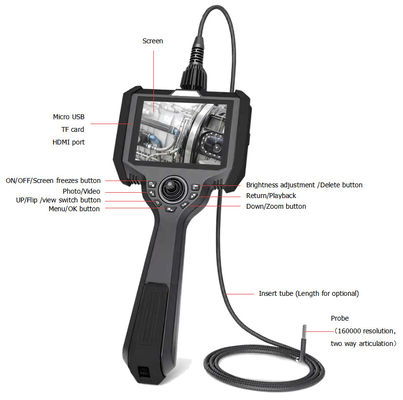160000 píxeles Endoscopio industrial portátil con vista directa LCD Endoscopio digital de mano