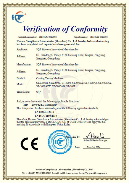 China Hoyamo and Sinowon Inc certificaciones